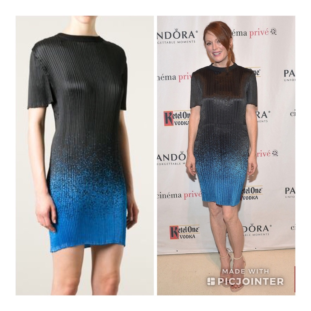 ALEXANDER WANG Micropleat Black Blue Ombré Dress